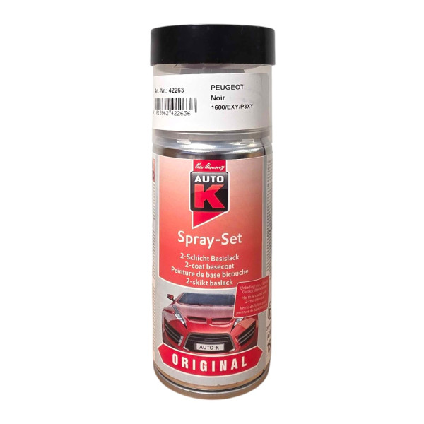 photo - Bombe de peinture pour carrosserie - Peugeot - 1600/EXY/P3XY Noir - 150 ml - Auto K