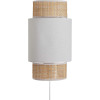 photo - Applique murale - Lampe - Rotin et tissu - Blanc - 18x9,5x33 cm - Culot E14 - Chambre - Salon