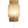 Applique murale - Lampe - Rotin et tissu - Blanc - 18x9,5x33 cm - Culot E14 - Chambre - Salon