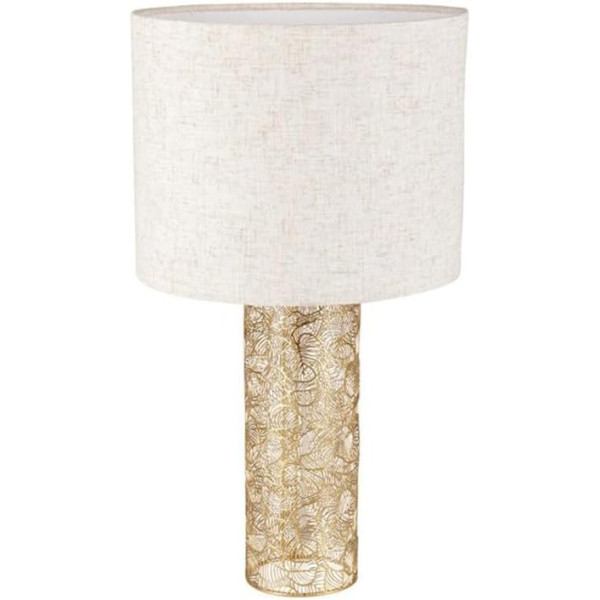 photo - Lampe à poser - Métal et lin - Beige et doré - 45x24 cm - Déco