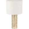 photo - Lampe à poser - Métal et lin - Beige et doré - 45x24 cm - Déco