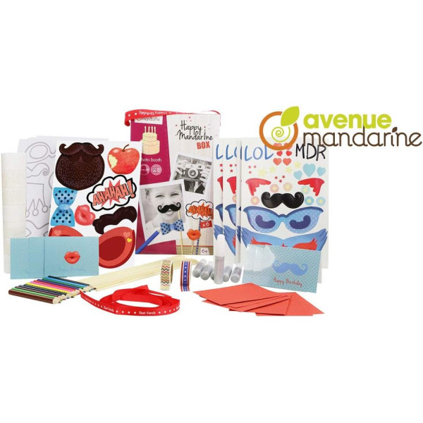 Pack anniversaire - Pour 6 Enfants - Photo booth - Invitation - Stickers - Accessoire