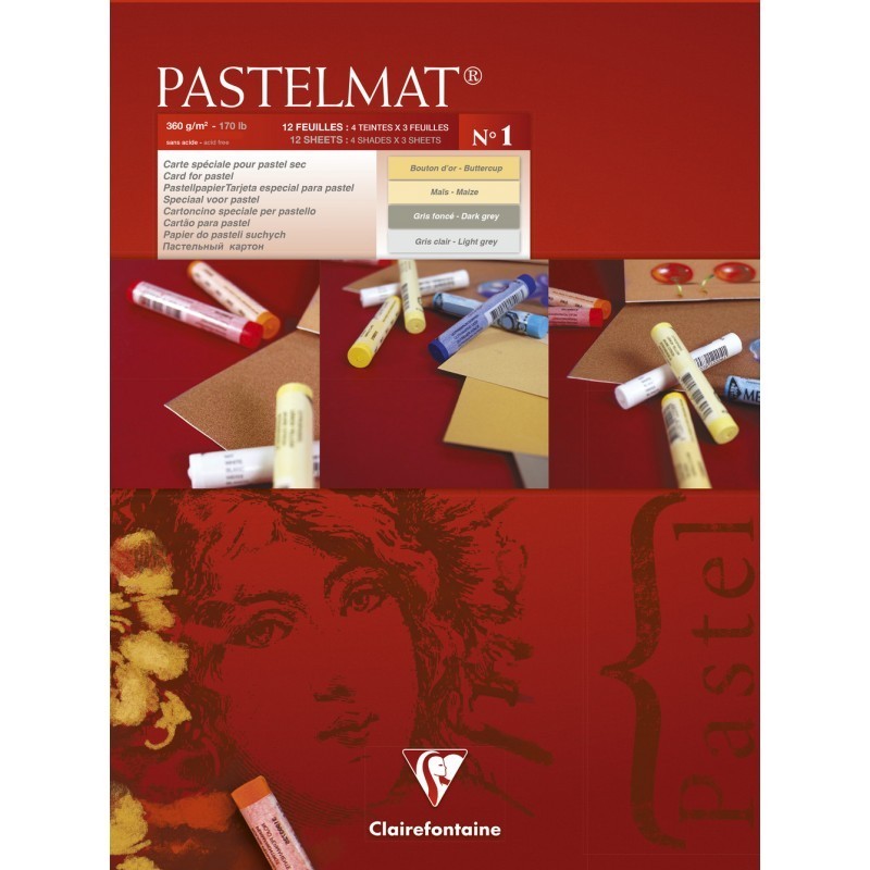 Bloc dessin A5 pastelmat 12 feuilles 18x24cm 4 teintes N°1 - Clairefontaine pas cher
