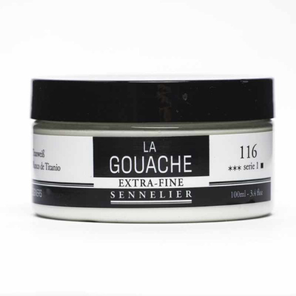 photo-Gouache - Extra-fine - Blanc de titane - 116 - Sennelier - Pot de 100ml - Beaux-arts