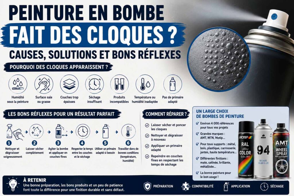 Peinture en bombe qui fait des cloques : causes, solutions et conseils pour éviter les défauts d’application