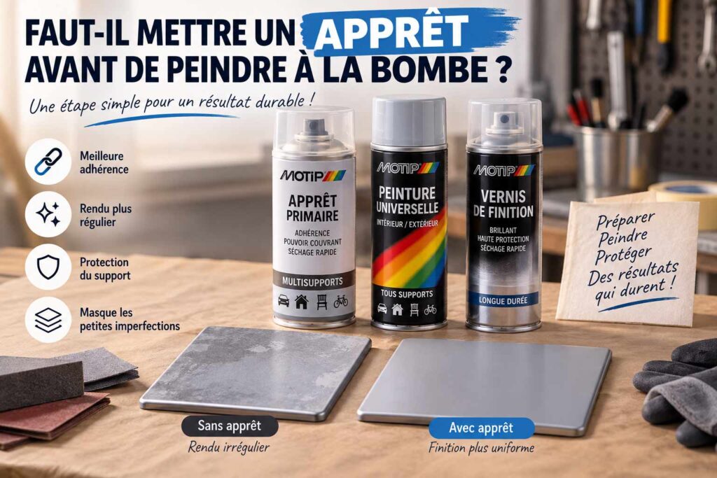 Apprêt avant peinture en bombe : comparaison du rendu avec et sans primaire pour améliorer l’adhérence et la finition
