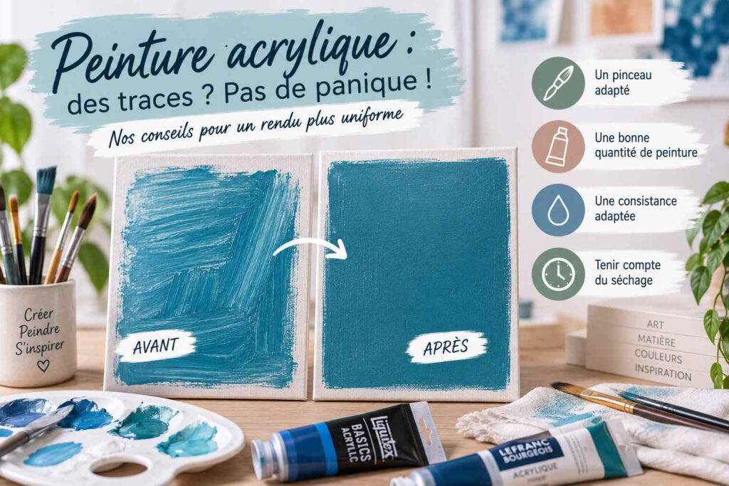 Traces peinture acrylique : comparaison avant après et conseils pour obtenir un rendu uniforme