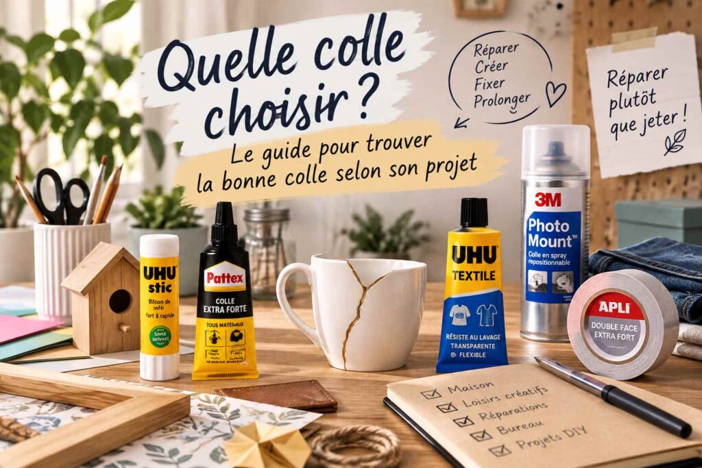 Quelle colle choisir selon son projet : colle forte, textile, spray, bâton et adhésif double-face
