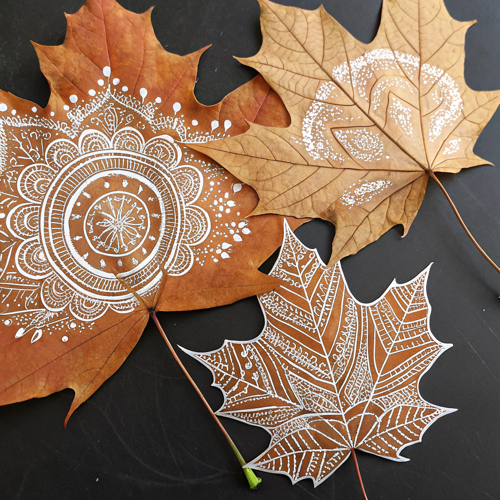 activité manuelle automne peindre sur des feuilles