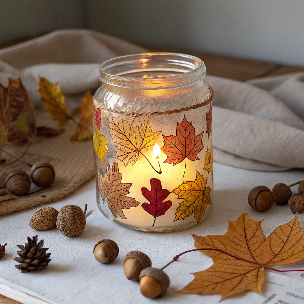 activité manuelle automne fabriquer un photophore avec des feuilles