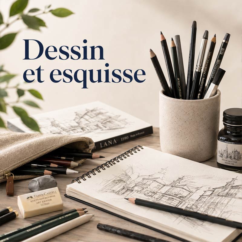 Crayons et carnet pour dessin et esquisse