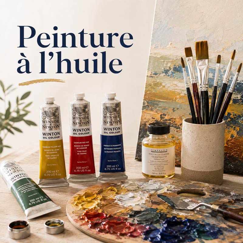 Peinture à l'huile, pinceaux et accessoires pour artiste