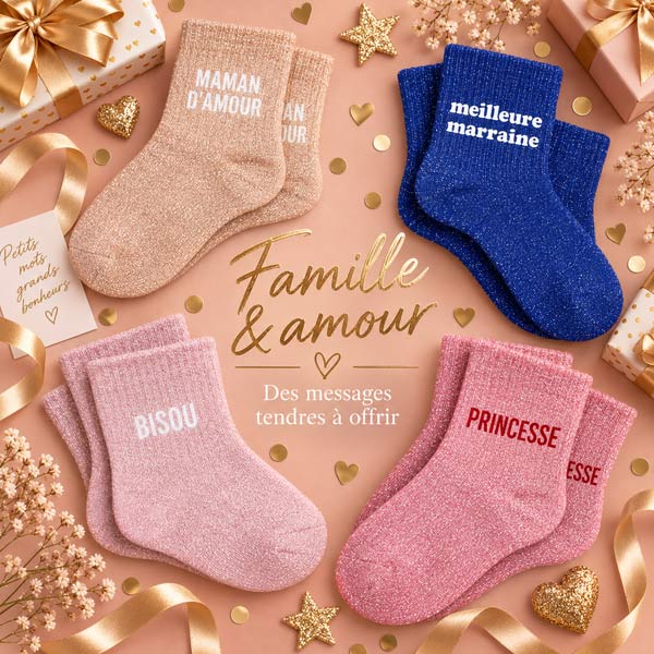 Chaussettes à paillettes famille et amour