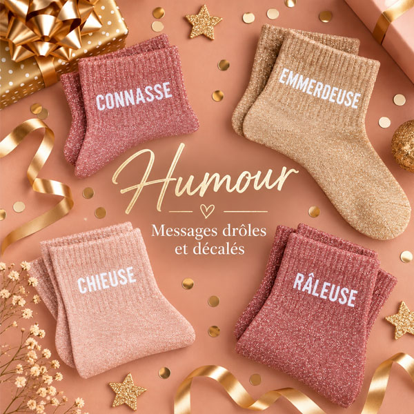  Chaussettes à paillettes humour