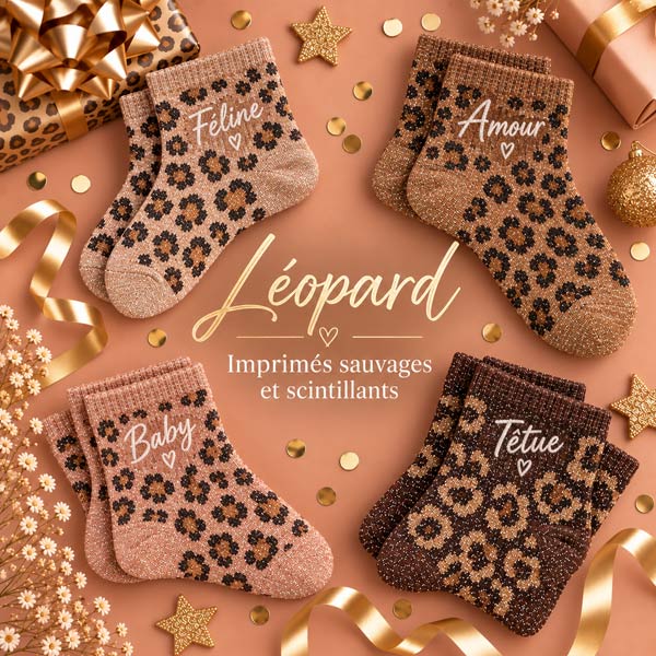 Chaussettes léopard à paillettes